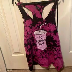 🥤Black Matter Ex Boyfriend Tears Womens Tye Dye Racerback Medium Tank Top🥤